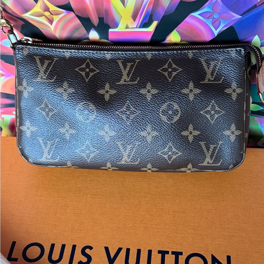 Louis Vuitton Pouchette with new LV gold Crossbody chain